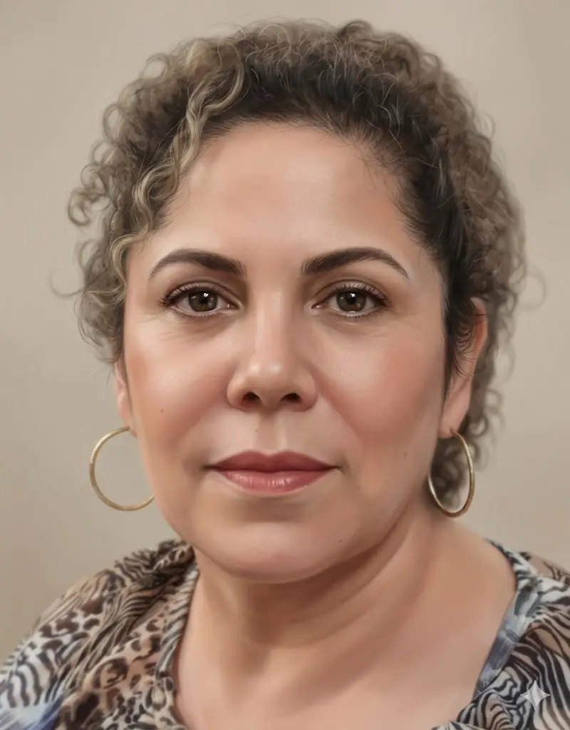 Retrato femenino en primer plano, estilo ilustración digital hiperrealista, mujer de rasgos armónicos y naturales, piel suave con textura sutil y acabado luminoso. Ojos expresivos con brillo natural, naturales, Iluminación suave tipo estudio, luz difusa frontal con sombras delicadas que modelan el rostro. Fondo beige neutro minimalista, desenfoque suave. Estilo pintura digital de alta resolución, ultra detallado, acabado tipo arte conceptual, tonos cálidos y naturales, profundidad de campo ligera, composición vertical centrada, enfoque nítido en ojos. formato 9:16