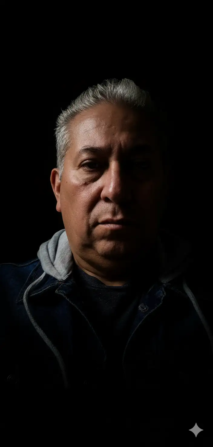 Puedes crear un retrato de mi rostro en primer plano, con alto contraste