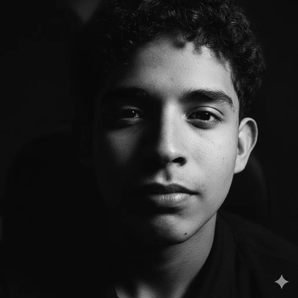 Can you create a close-up, high-contrast portrait of my face?