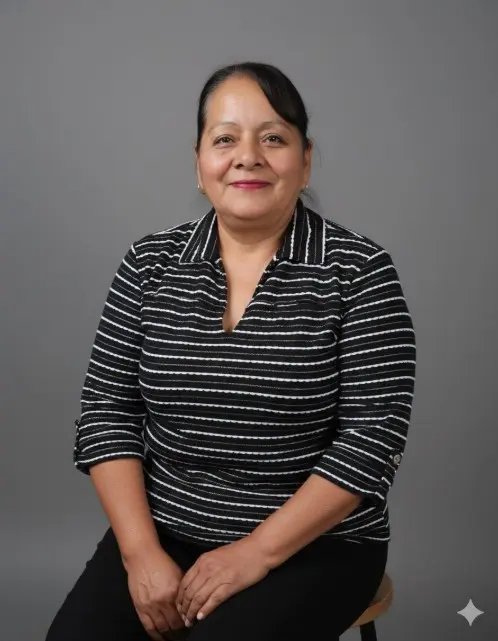 Usa la imagen de referencia que te proporciona para mantener el rostro idéntico.
Genera un retrato fotográfico hiperrealista de la misma persona, sentado en un estudio con fondo gris, iluminación suave tipo fotógrafo profesional.
Mantén el rostro nítido, natural y sin deformaciones, asegurando que la identidad sea exactamente la misma que en la foto de referencia.