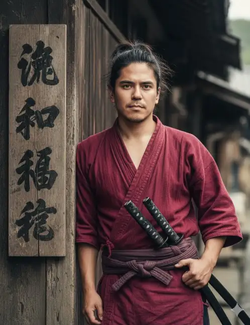 Usa los rasgos faciales de la foto adjunta.
Un retrato cinematográfico de una guerrera samurái apoyada casualmente contra una pared de madera desgastada en un entorno de pueblo japonés tradicional. Lleva una túnica de guerrera estilo kimono de color carmesí intenso, texturizada con pliegues naturales y tela desgastada, atada de forma segura con cinturones en capas alrededor de su cintura. Dos katanas están metidas en su obi, enfatizando su identidad guerrera.
Su expresión es tranquila pero intensa, exudando confianza y resiliencia silenciosas. Su cabello está peinado en un recogido ligeramente desordenado y azotado por el viento, lo que se suma al realismo robusto de la escena. El fondo presenta estructuras de madera envejecida y una gran señalización vertical con caligrafía kanji negra en negrita sobre tablas desgastadas, lo que mejora la atmósfera de autenticidad histórica.
La atmósfera general es cruda, histórica y cinematográfica, evocando temas de fuerza, tradición y resiliencia, con un estilo visual que recuerda a las epopeyas samuráis y los dramas de época.
Relación de escala:
Sujeto (guerrera): 55-60 % del encuadre, dominante y central.
Detalles del vestuario (túnica carmesí, cinturones, espadas): 25-30 %, que enfatizan la identidad del personaje.
Pared de madera + señalización (fondo): 30-35 %, contexto texturizado.
Espacio negativo (huecos, sombras, texturas de pared): 10-15 %, que fundamenta y equilibra la composición.
Ajustes de la cámara:
Cámara: DSLR de fotograma completo / Sin
espejo Lente: 50 mm principal (perspectiva natural, sujeto y entorno equilibrados)
Apertura: f/2.8 (enfoque nítido en el sujeto, fondo ligeramente suavizado para profundidad)
Velocidad de obturación: 1/200 s (mantiene detalles nítidos en luz natural)
ISO: 200 (luz diurna, mantiene la claridad y tonos de color intensos)
Balance de blancos: 5000 K (calidez neutra, realzando texturas de madera y tela carmesí)
Iluminación: Luz diurna natural difusa, sombras suaves, resaltando texturas de tela y madera.
Cuadro: Toma media, ángulo recto, sujeto ligeramente descendido para mostrar señalización y espadas.
Palabras clave de estilo:
Retrato de guerrero samurái, aldea japonesa histórica, túnica de guerrero carmesí, realismo cinematográfico, drama de época, elegancia guerrera, fuerza y ​​resiliencia, texturas de madera, detalles de katana, fotografía editorial dramática.